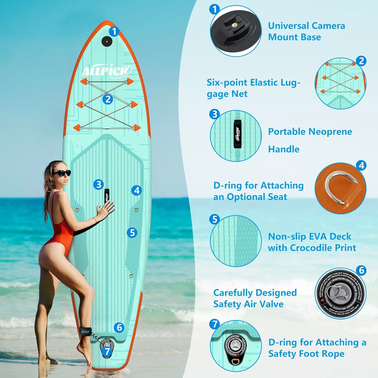 Paddle gonflable ALLPICK Paddle Gonflable, Kit de Padelsurf de… vue 4