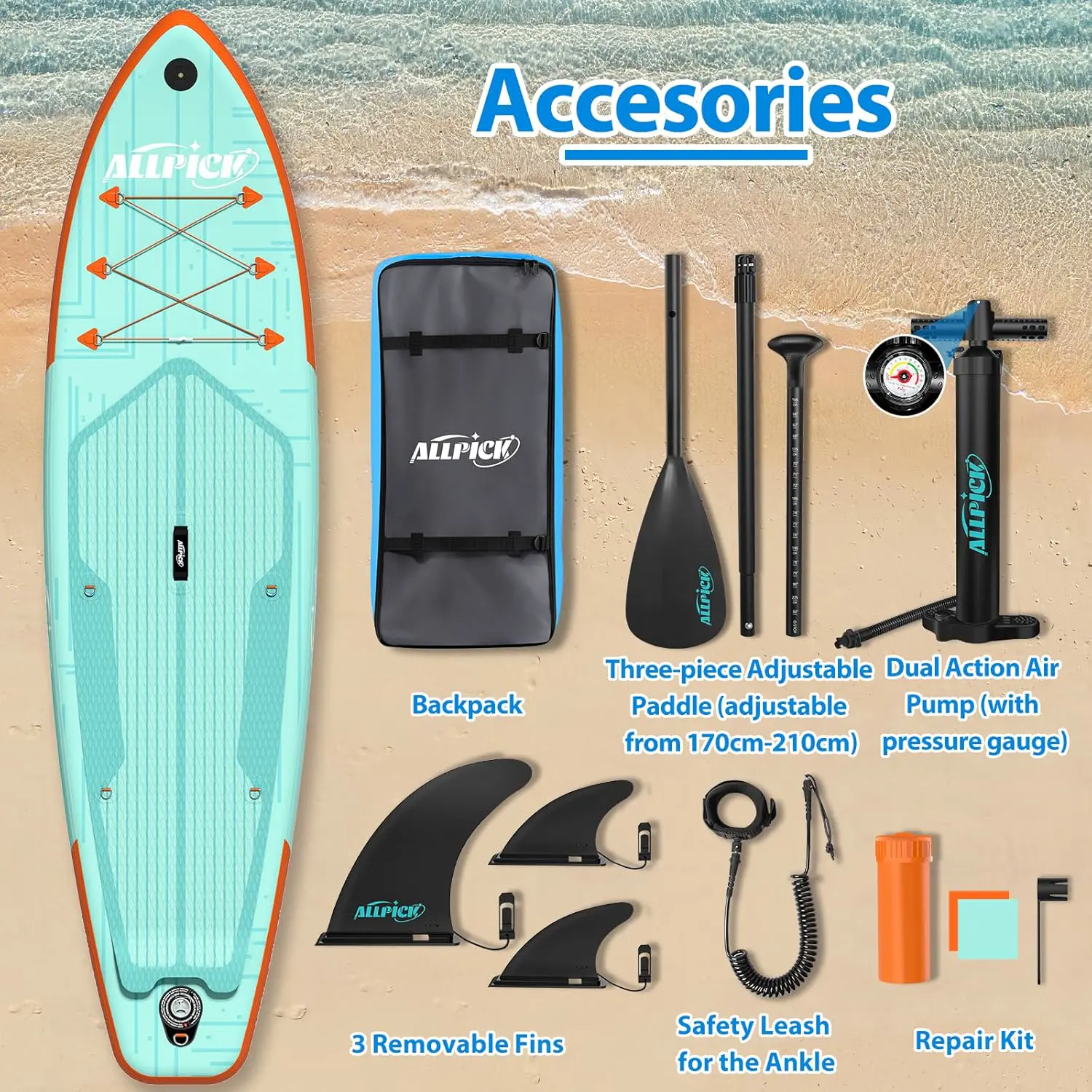 Paddle gonflable ALLPICK Paddle Gonflable, Kit de Padelsurf de… vue 6