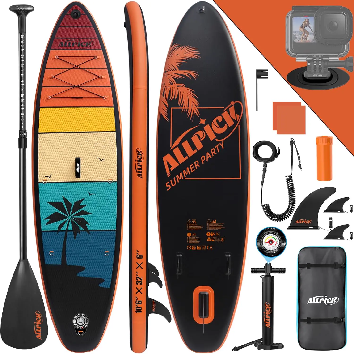 ALLPICK Paddle Gonflable, Kit de Padelsurf de Stand Up Paddle Sup