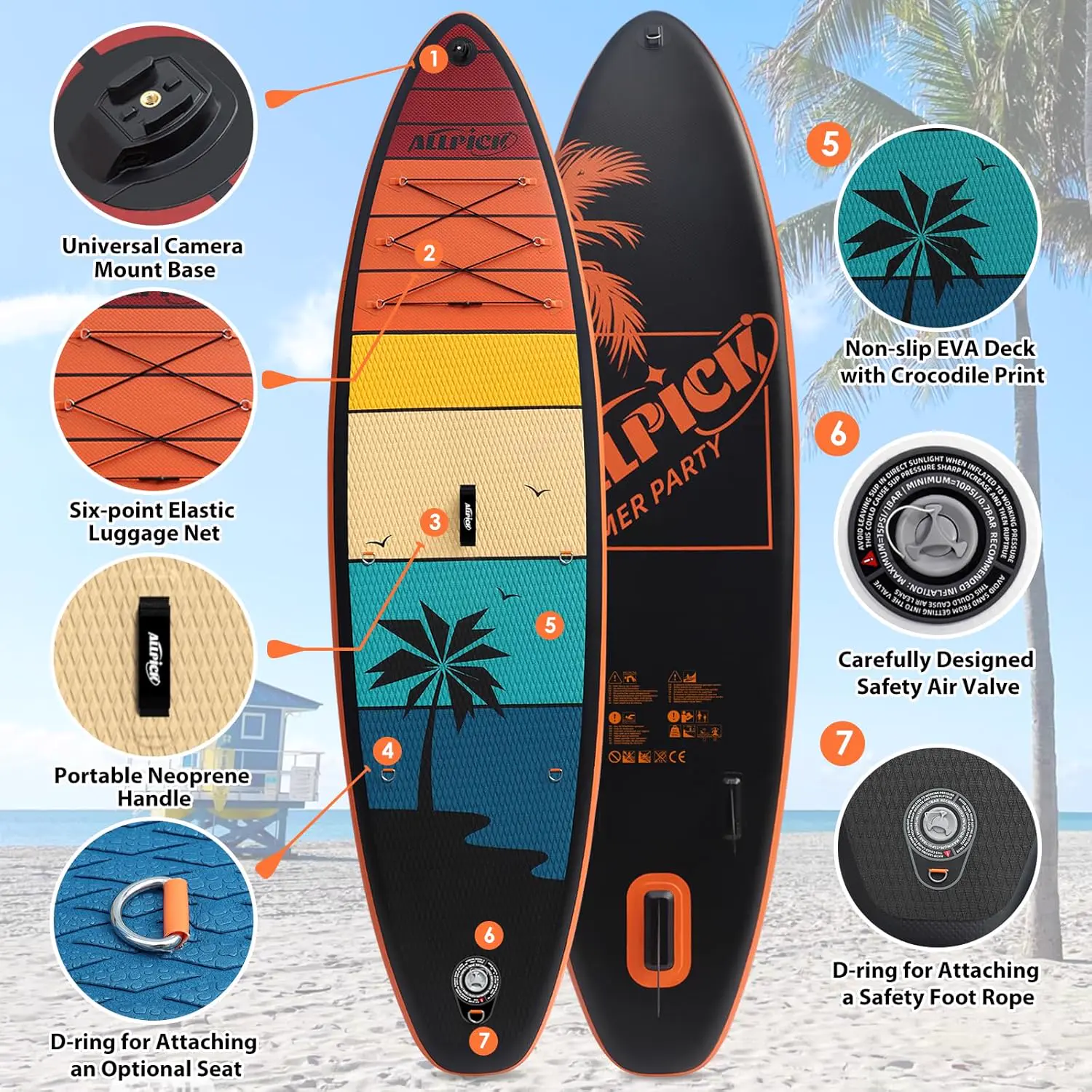 Paddle gonflable ALLPICK Paddle Gonflable, Kit de Padelsurf de… vue 4