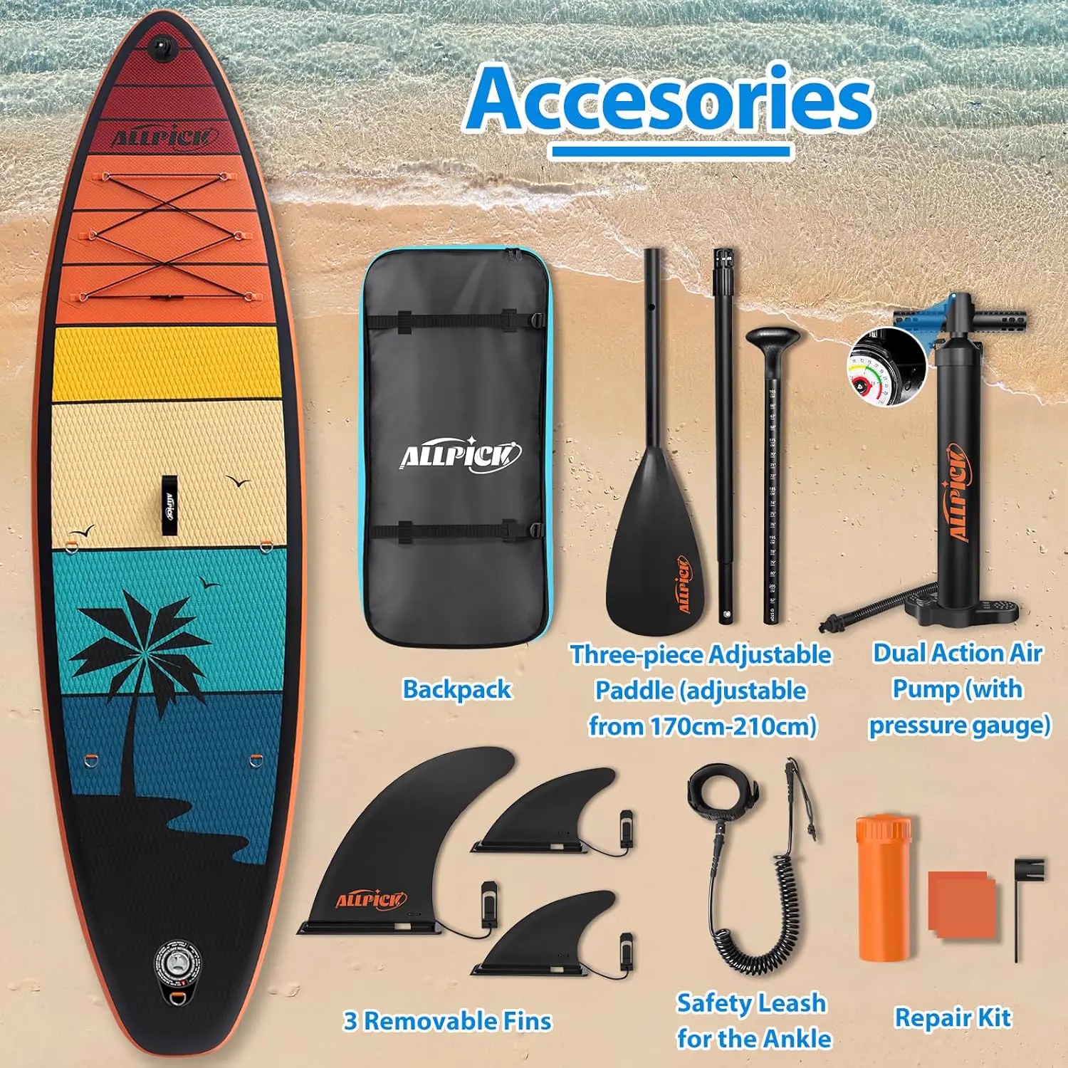 Paddle gonflable ALLPICK Paddle Gonflable, Kit de Padelsurf de… vue 6