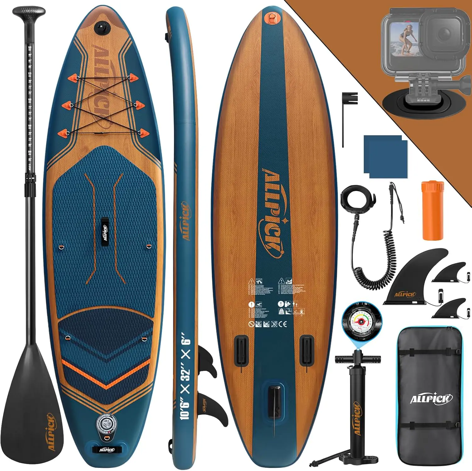 ALLPICK Paddle Gonflable, Kit de Padelsurf de Stand Up Paddle Sup