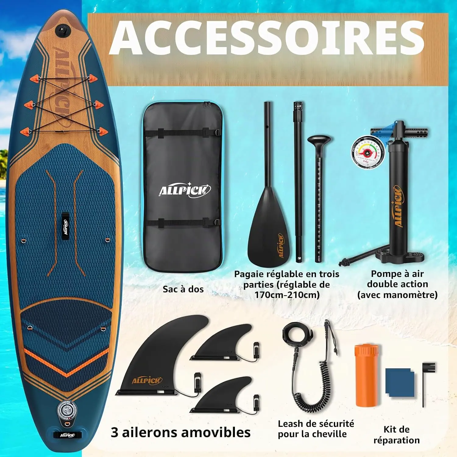 Paddle gonflable bleu vue 6
