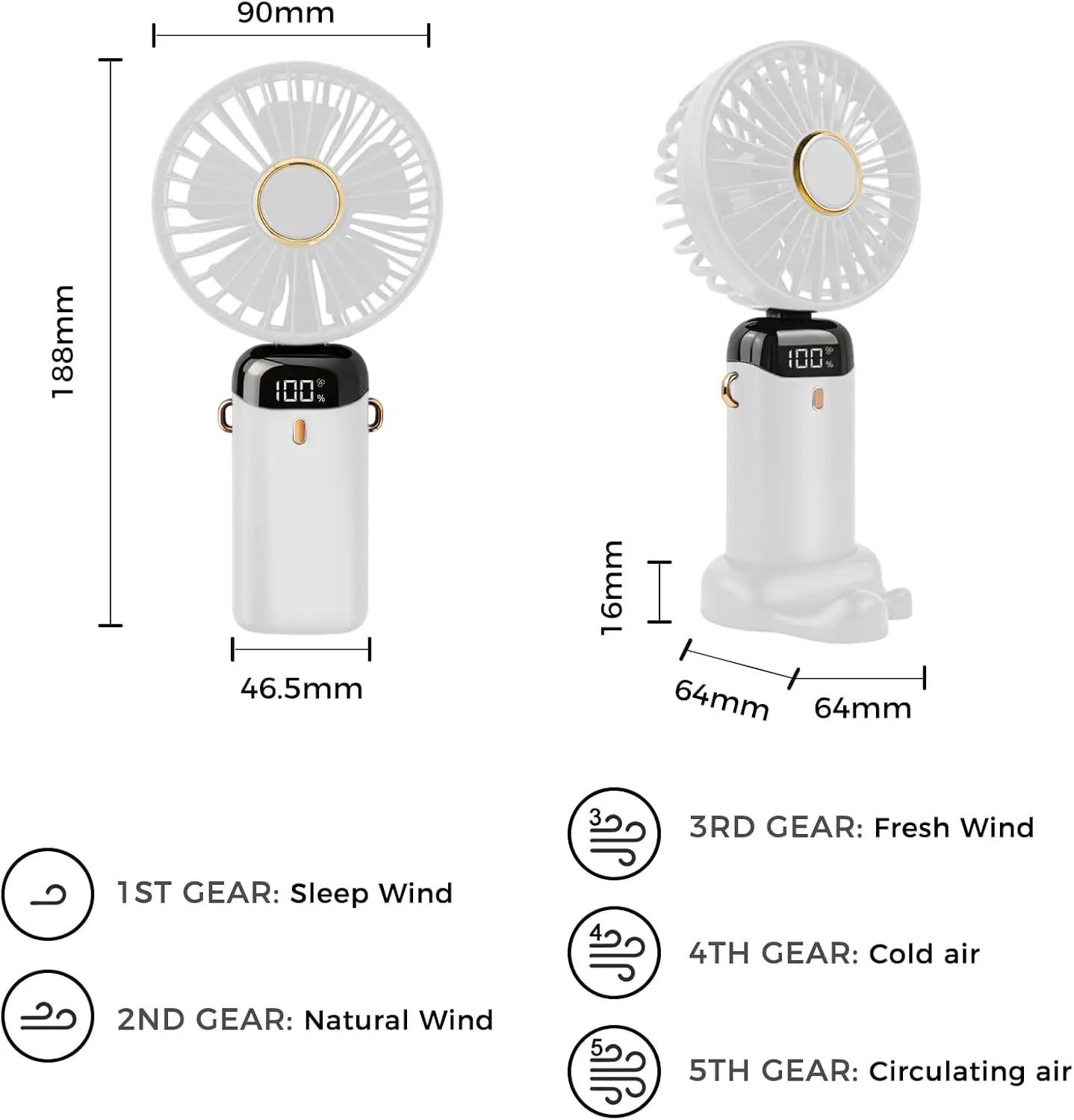 Ventilateur Jsdoin Ventilateur portable rechargeable par USB a… vue 3