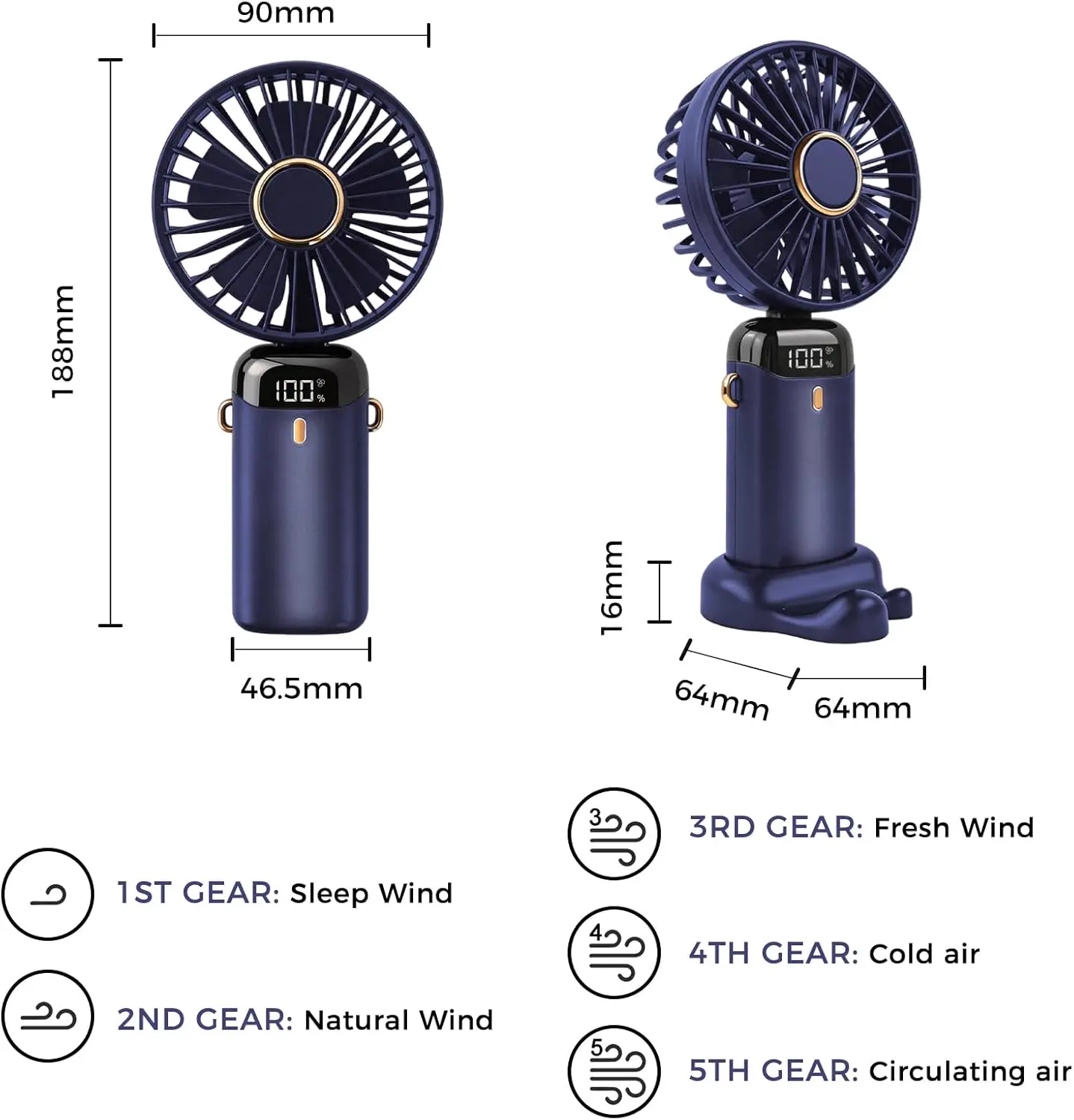 Ventilateur bleu vue 3