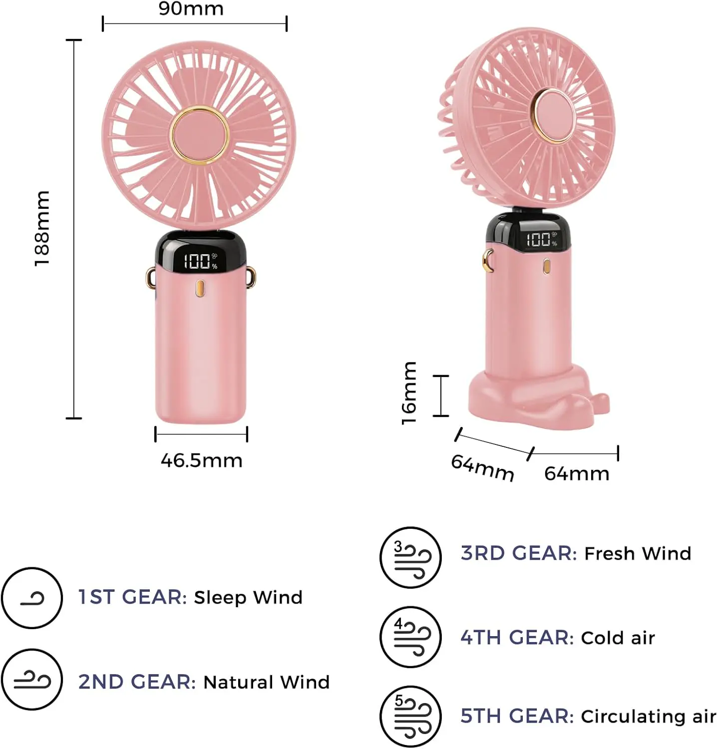 Ventilateur Jsdoin Ventilateur portable rechargeable par USB a… vue 3