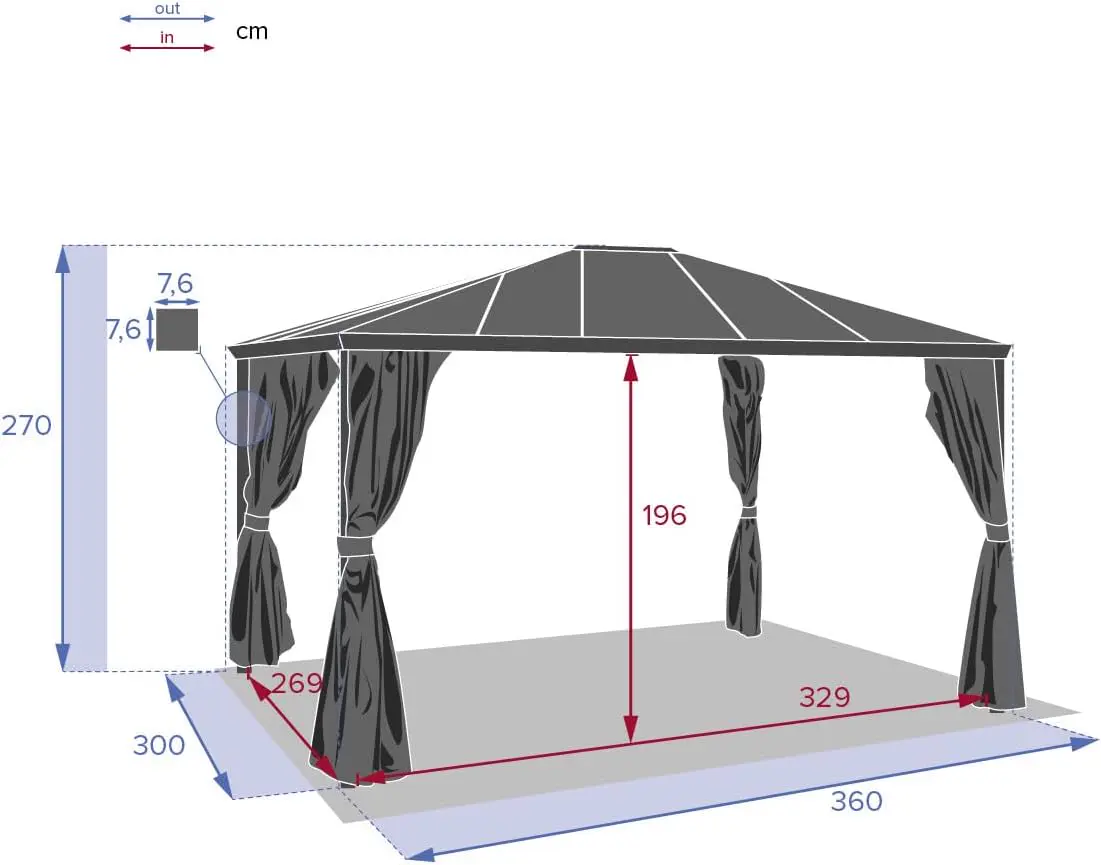 Pergola en aluminium 3,6 x 3 m vue 2