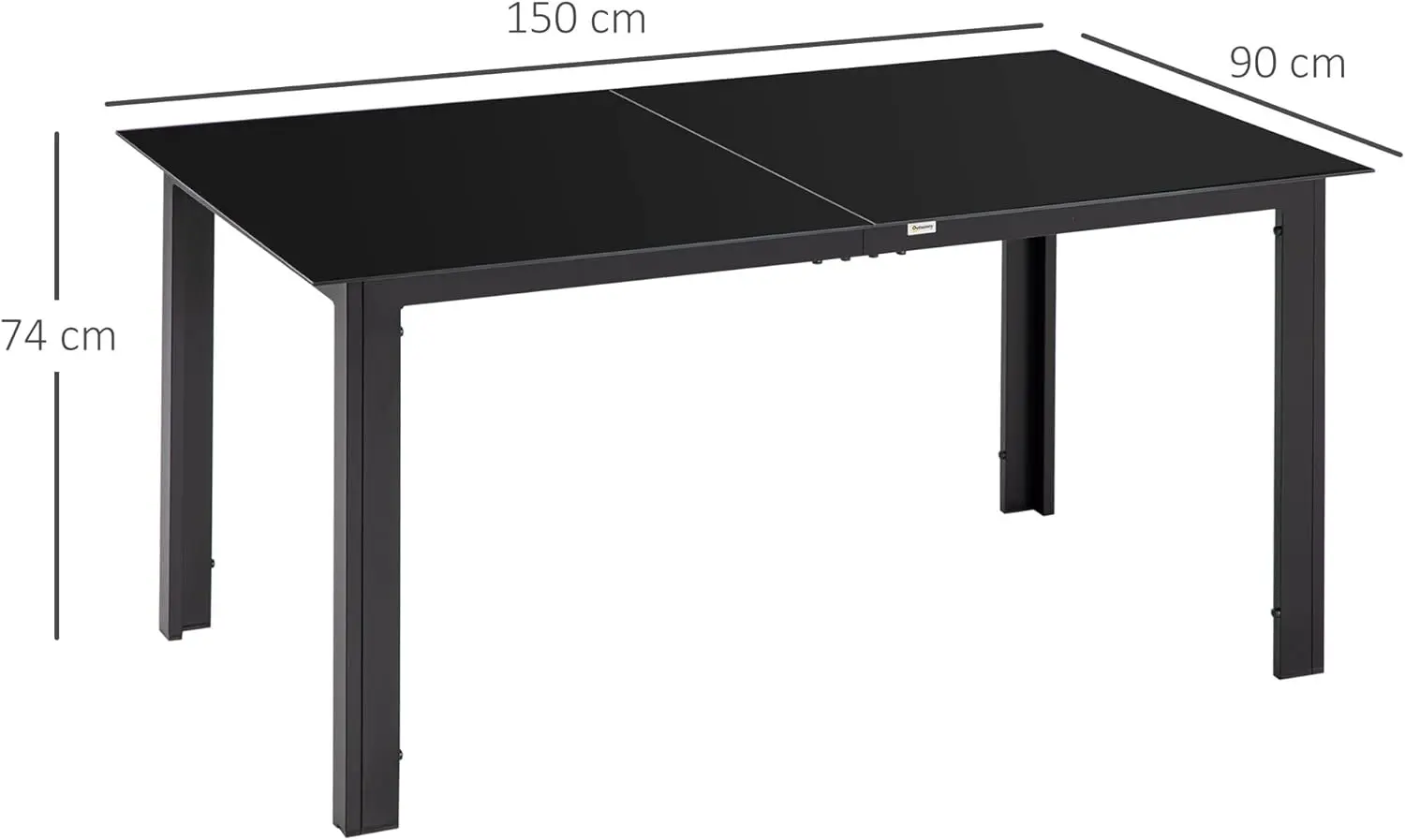 Table de jardin 8 places en aluminium noir 90x74cm vue 3