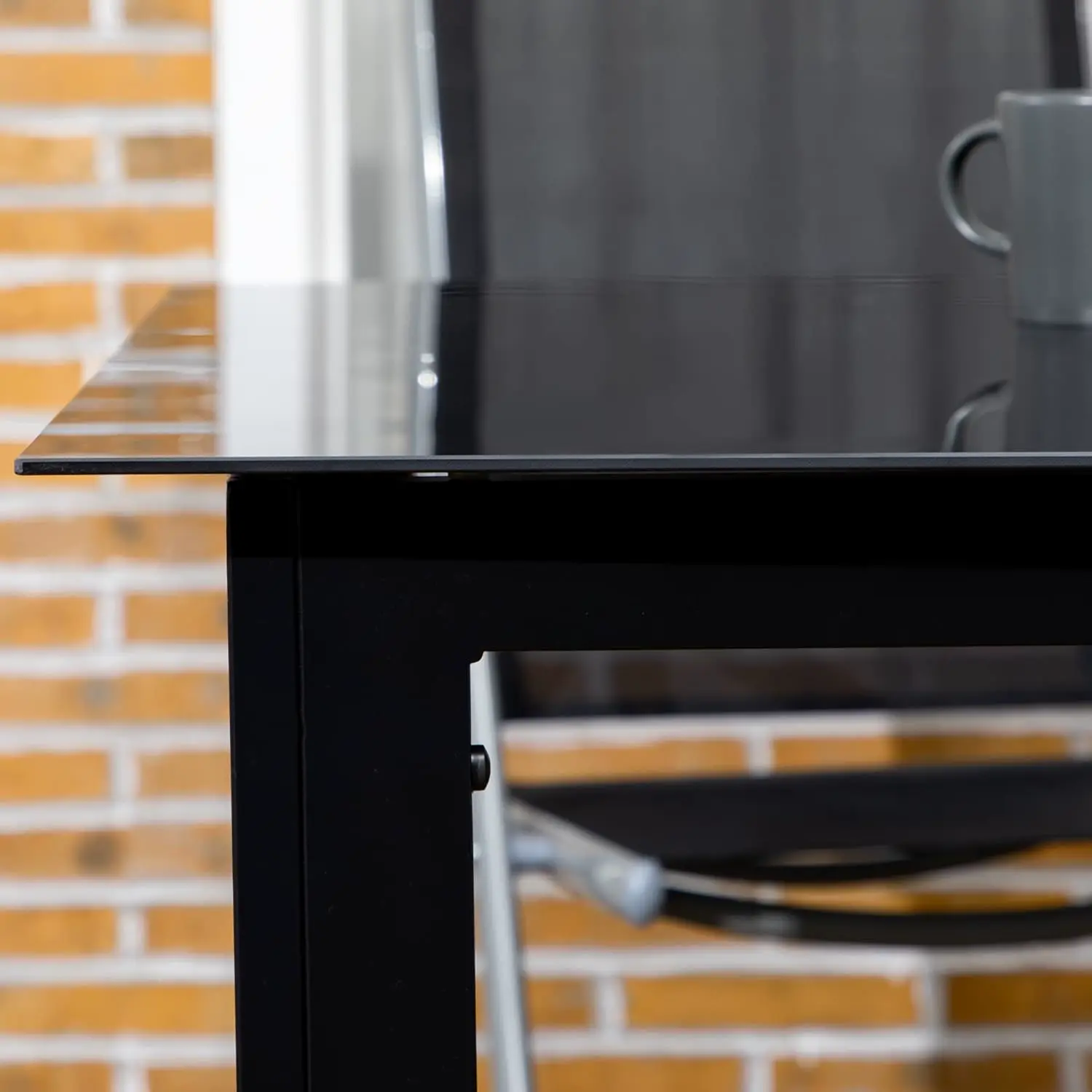 Table de jardin 8 places en aluminium noir 90x74cm vue 7