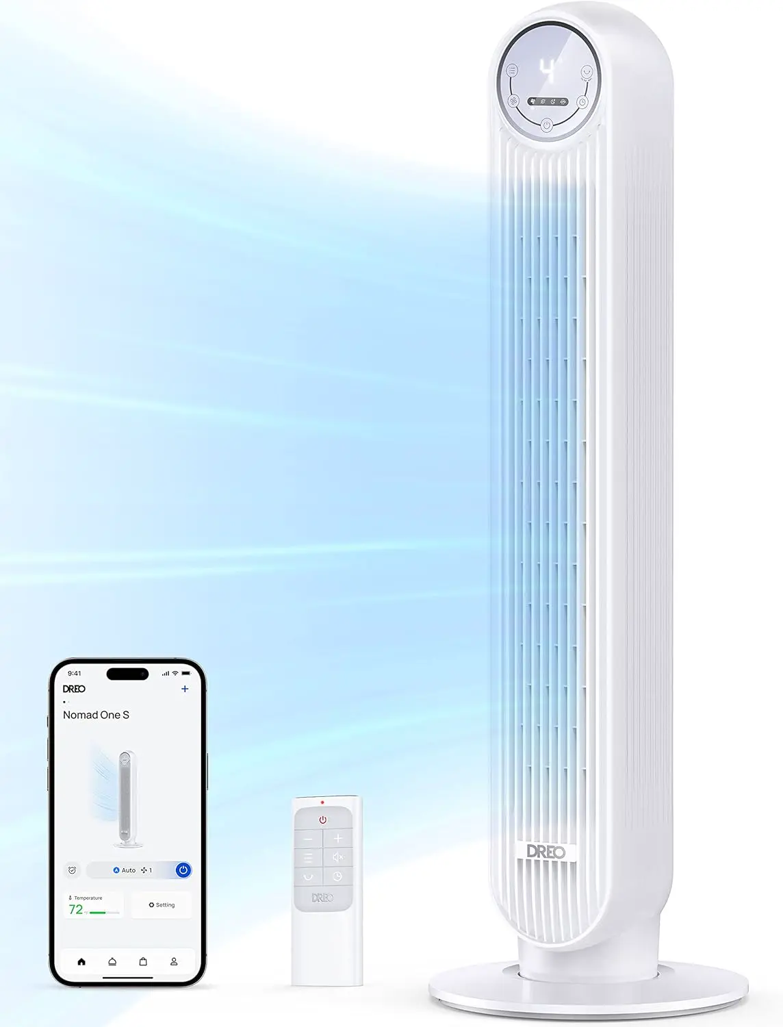 DREO Ventilateur tour intelligent avec fonction WiFi