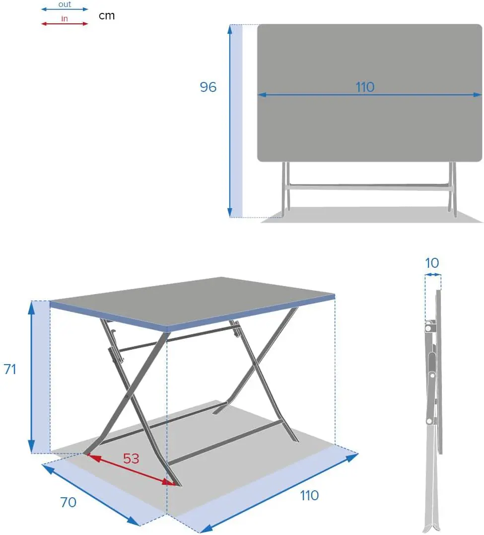 Table de jardin 70 x 110 vue 3