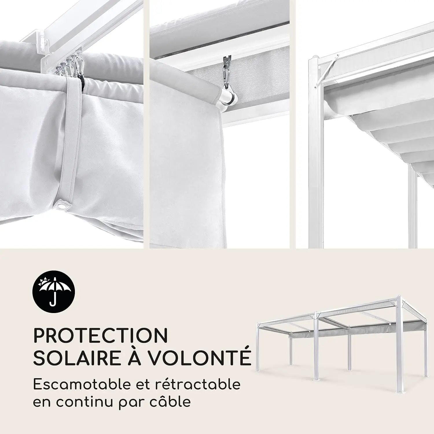Pergola en aluminium gris 3x6m vue 3
