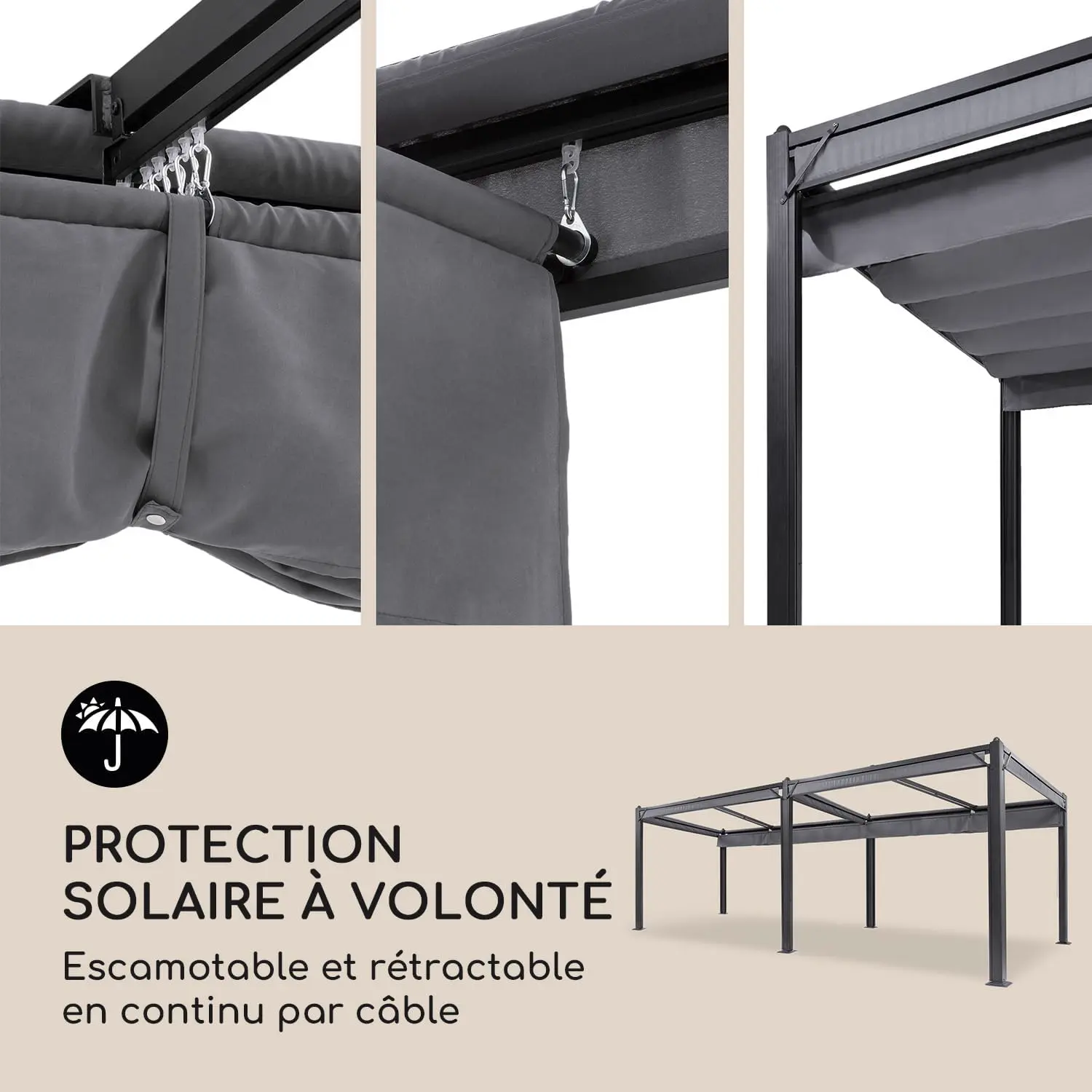Pergola en aluminium 3x6m vue 3