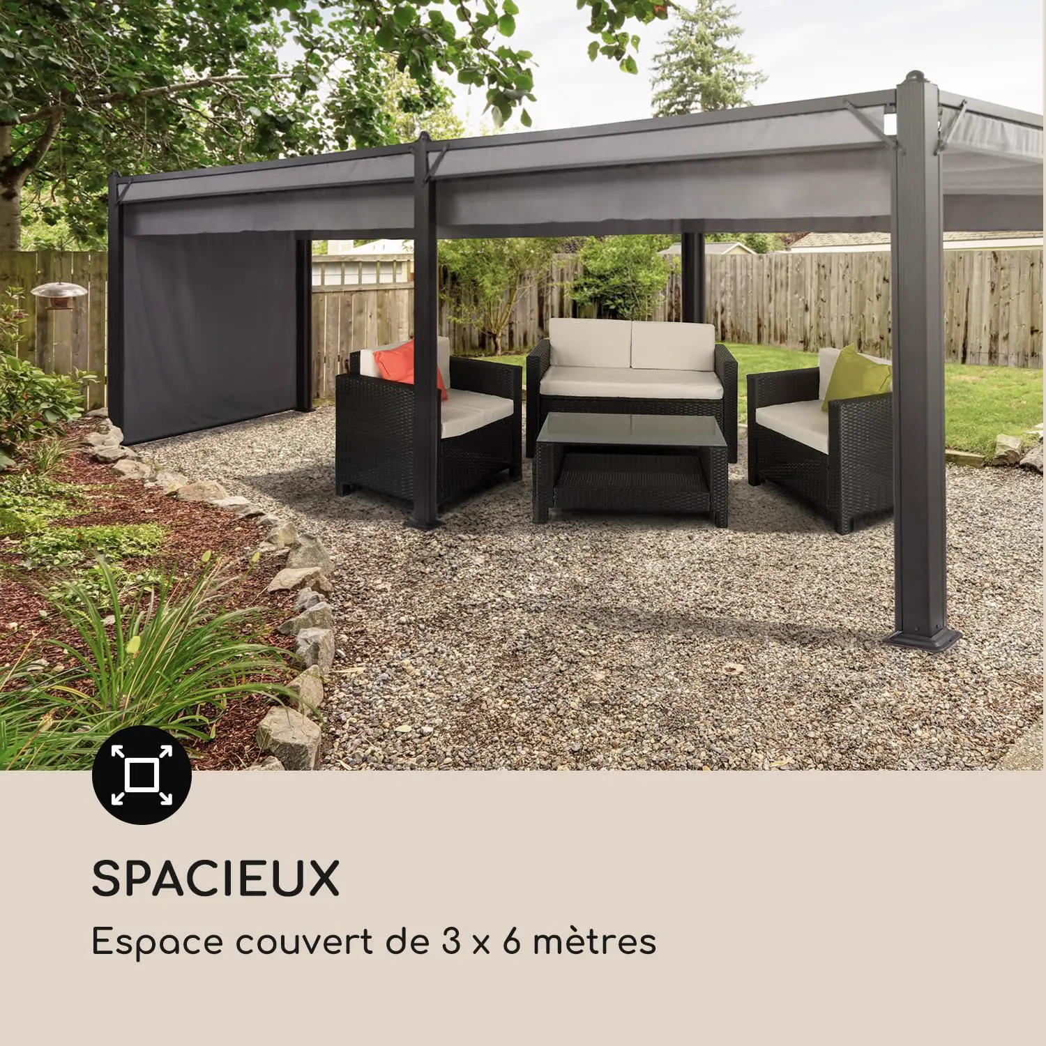 Pergola en aluminium 3x6m vue 4