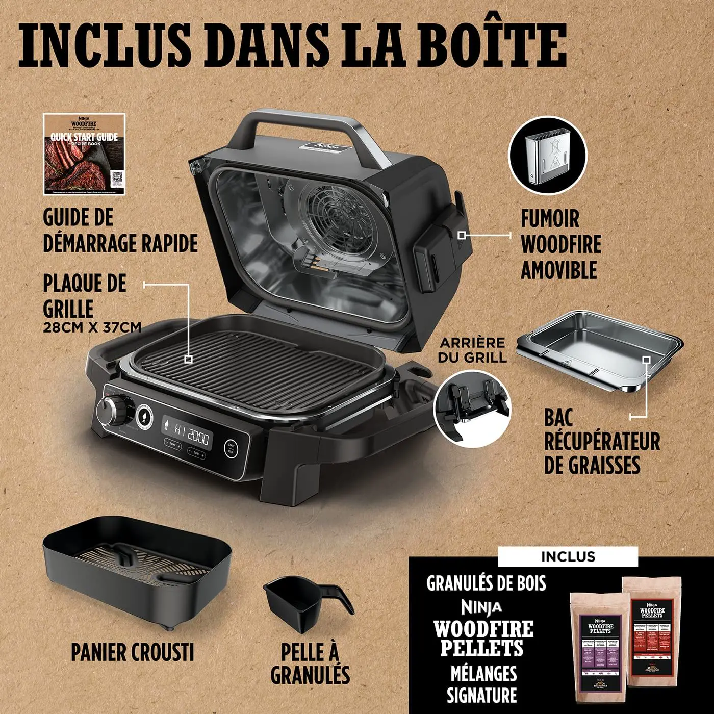 Barbecue électrique en acier noir vue 3