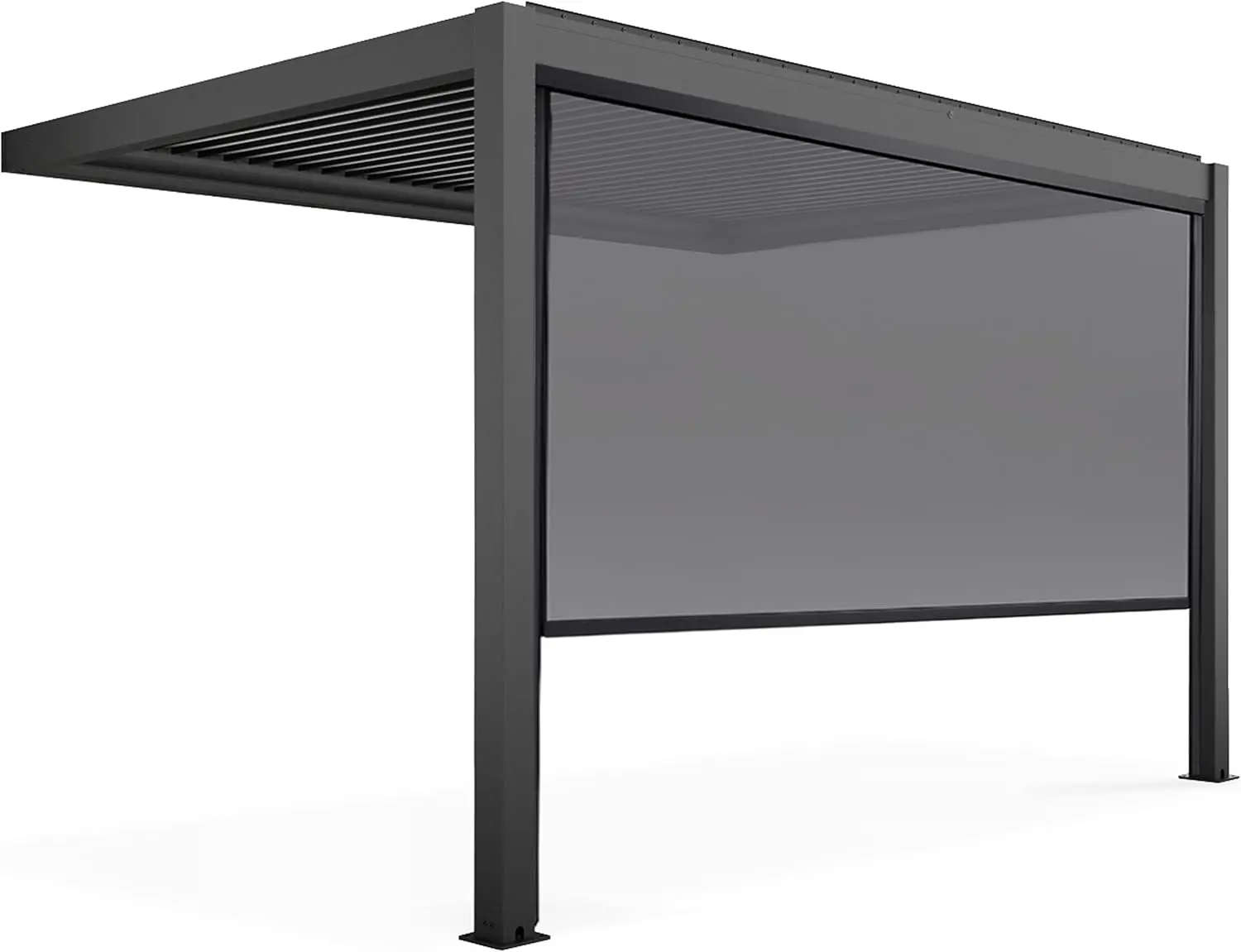 Pergola en aluminium 3x4m adossée 1 store vue 4