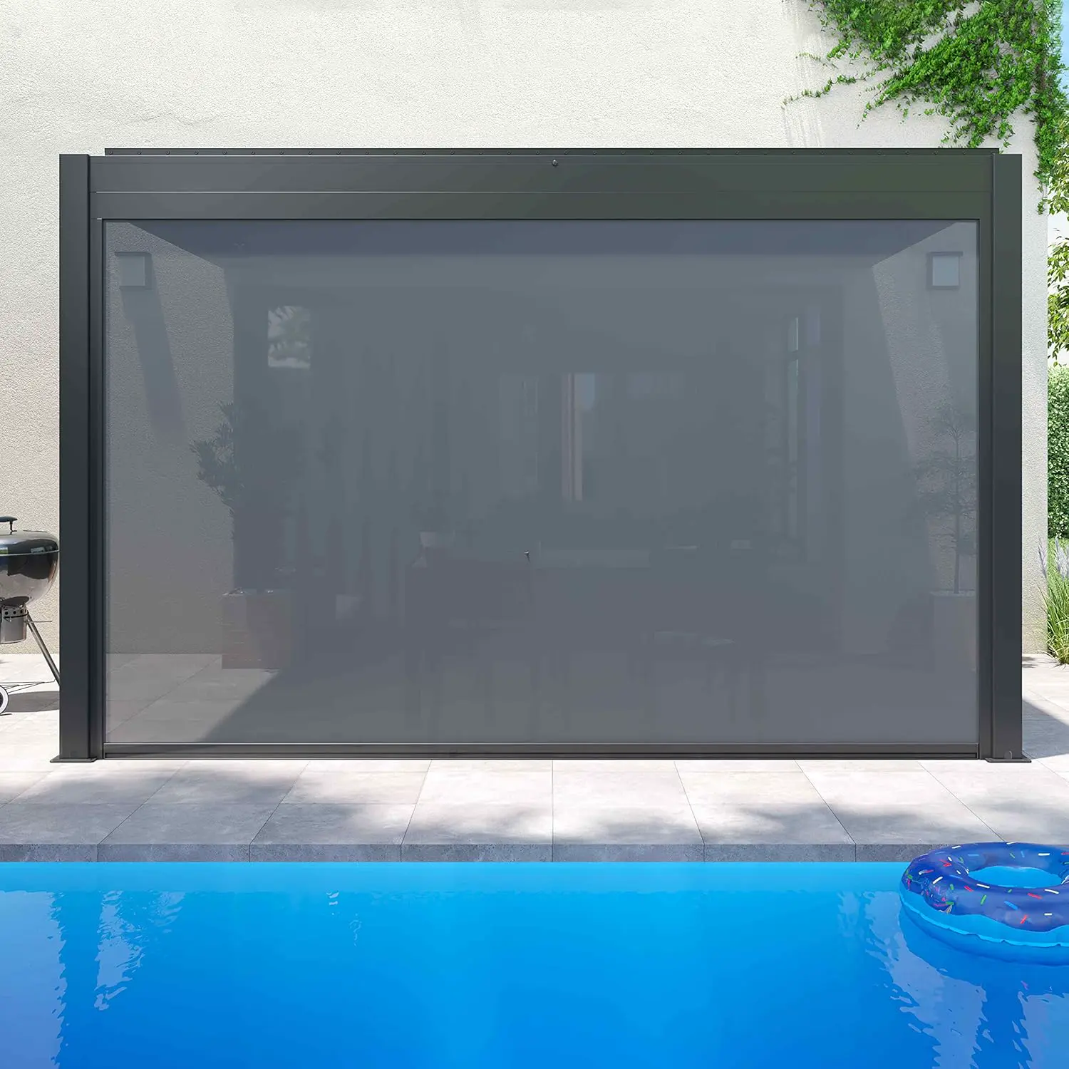 Pergola en aluminium 3x4m adossée 1 store vue 5