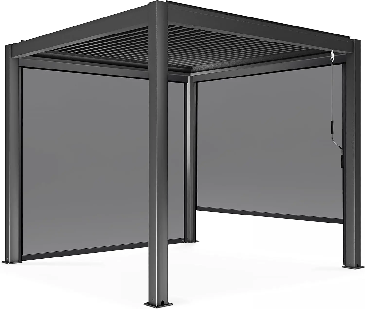 Pergola en aluminium gris 9 m² autoportée 2 stores vue 5