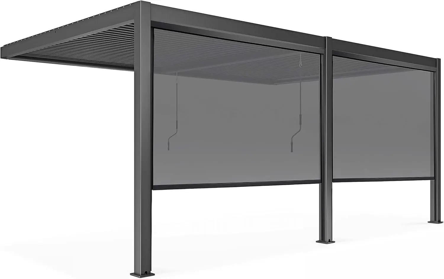 Pergola en aluminium 3x6m adossée 2 stores vue 4