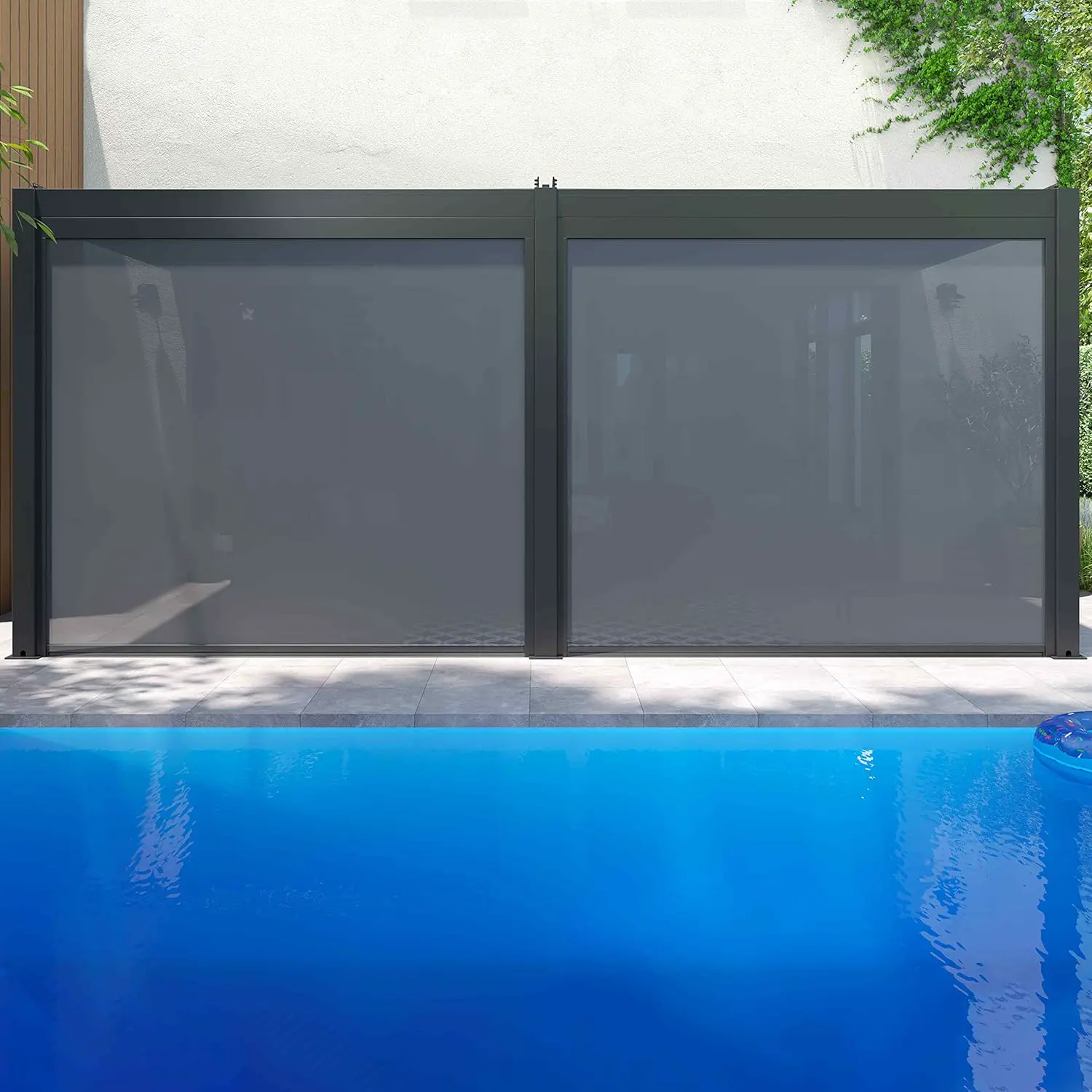 Pergola en aluminium 3x6m adossée 2 stores vue 3