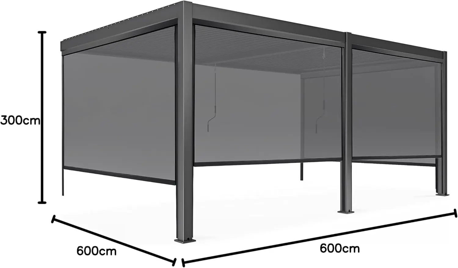 Pergola en aluminium 3x6m adossée 4 stores vue 10