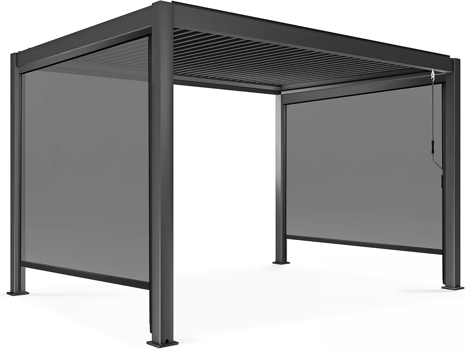 Pergola en aluminium gris 3x4m autoportée 2 stores vue 5