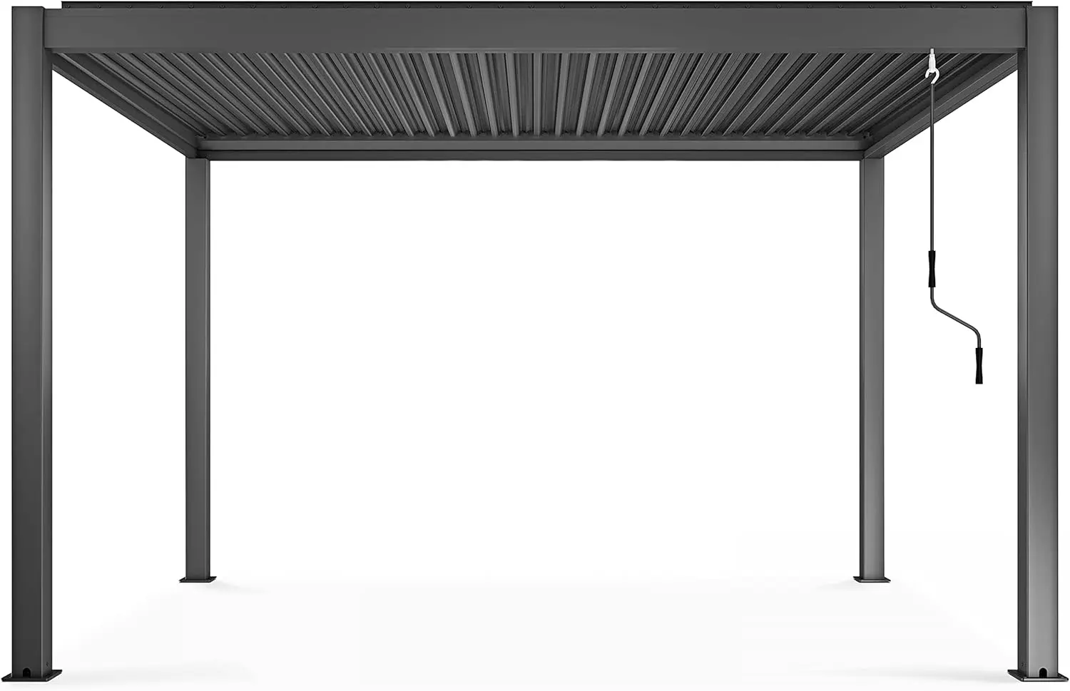 Pergola en aluminium gris 3x4m autoportée 2 stores vue 7