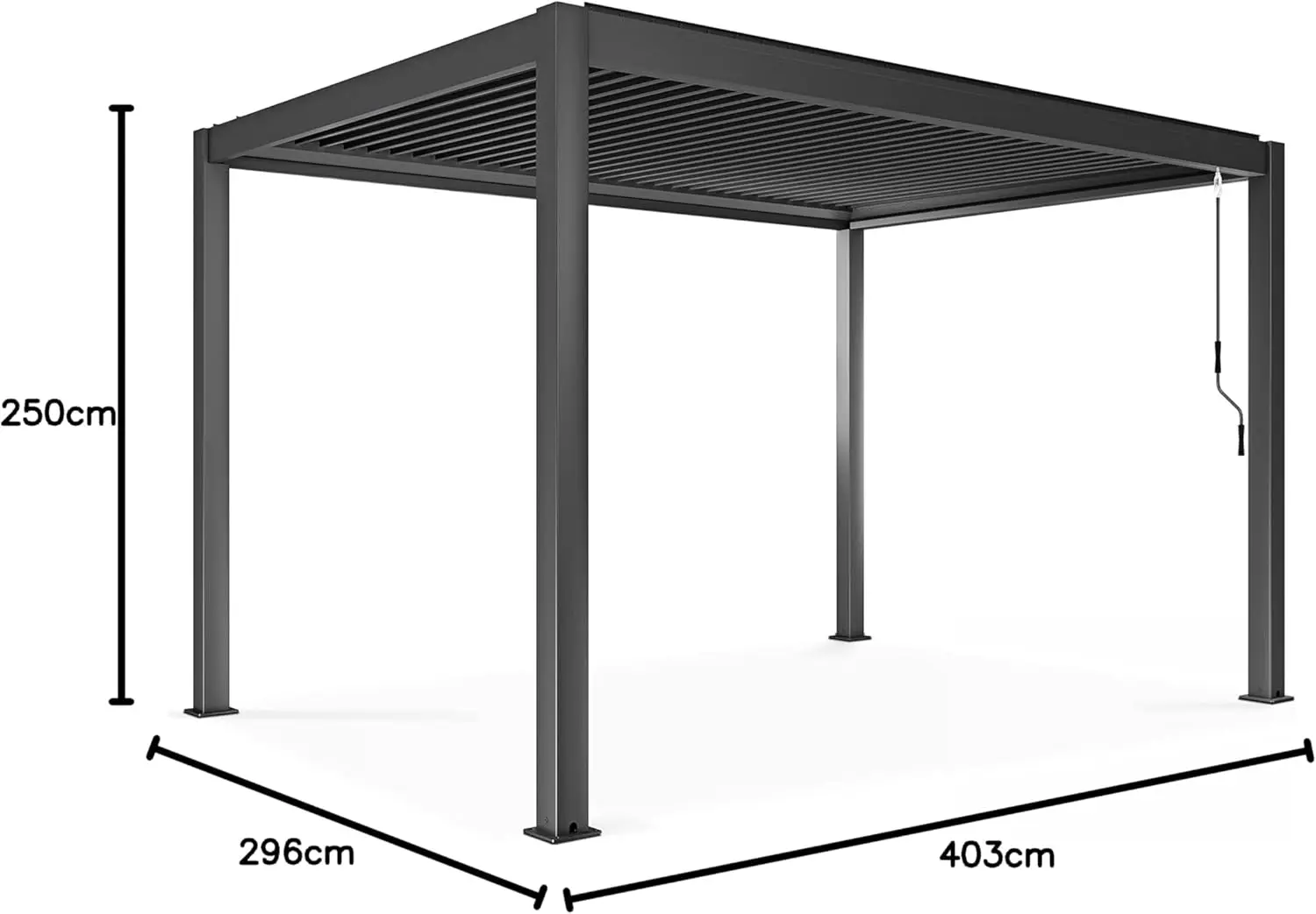 Pergola en aluminium gris 3x4m autoportée 2 stores vue 10