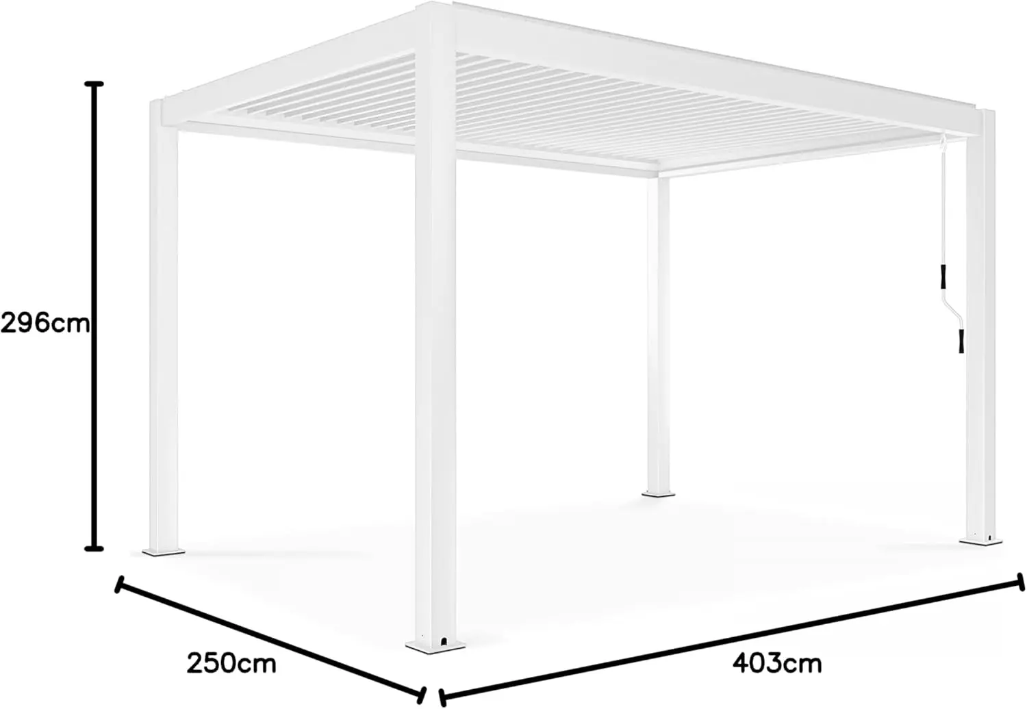 Pergola en aluminium blanc 3x4m autoportée vue 6