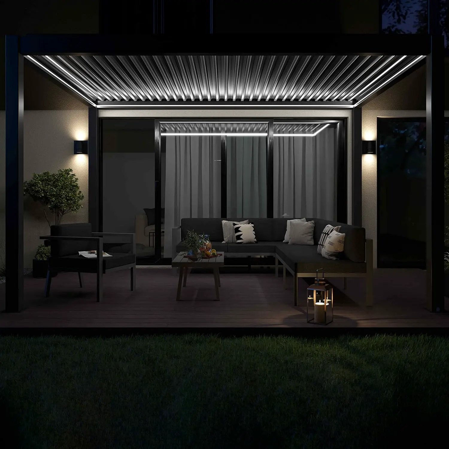 Pergola 3x4m autoportée 1 store motorisée vue 3