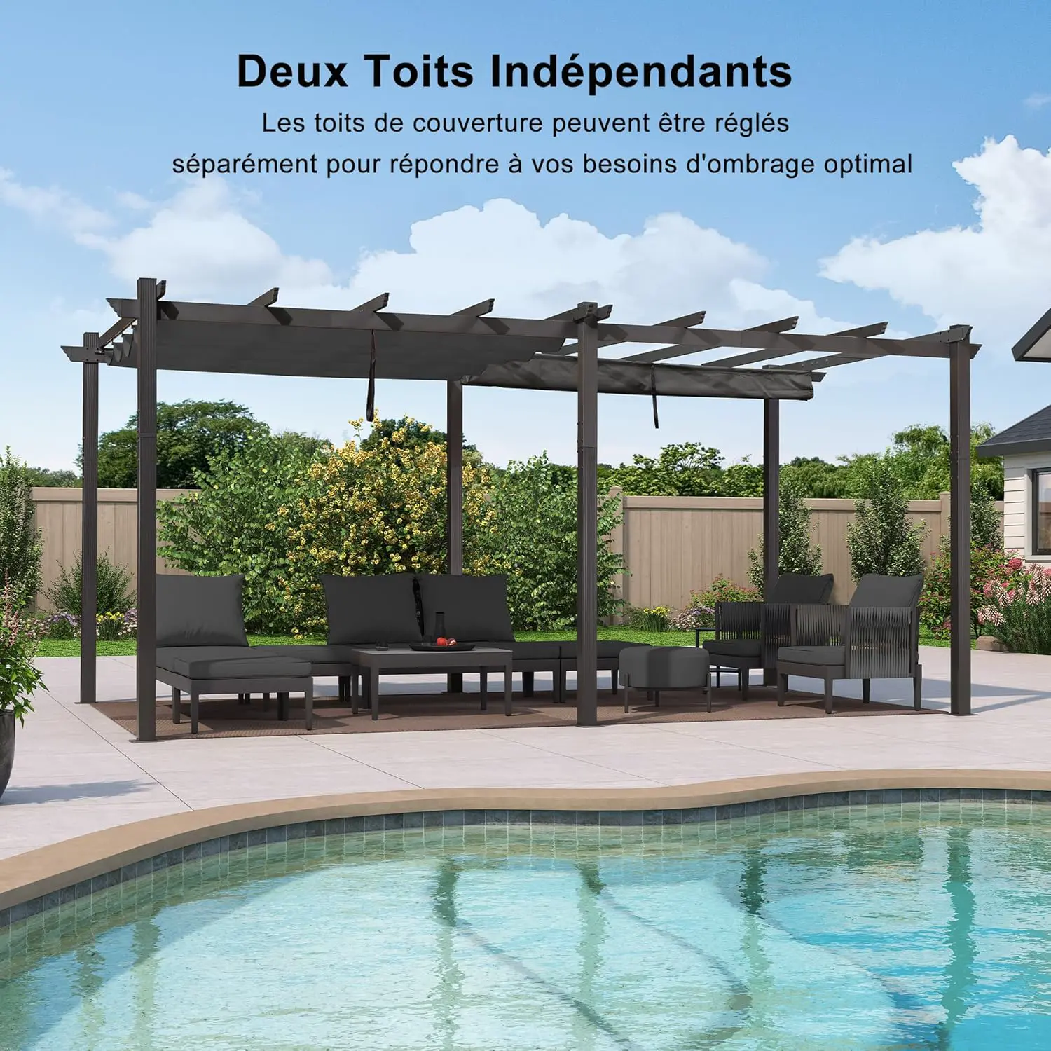 Pergola en aluminium gris 15,2 m² vue 2
