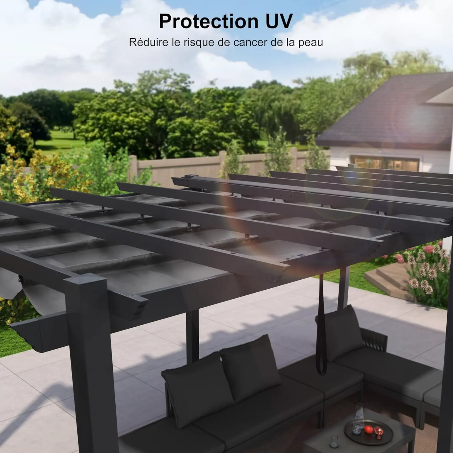 Pergola en aluminium gris 15,2 m² vue 4