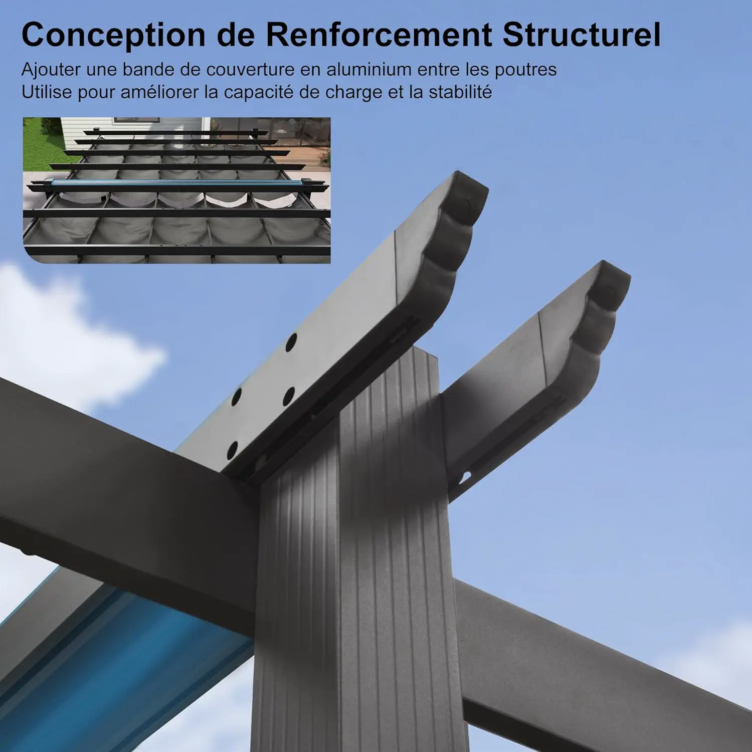 Pergola en aluminium gris 15,2 m² vue 5