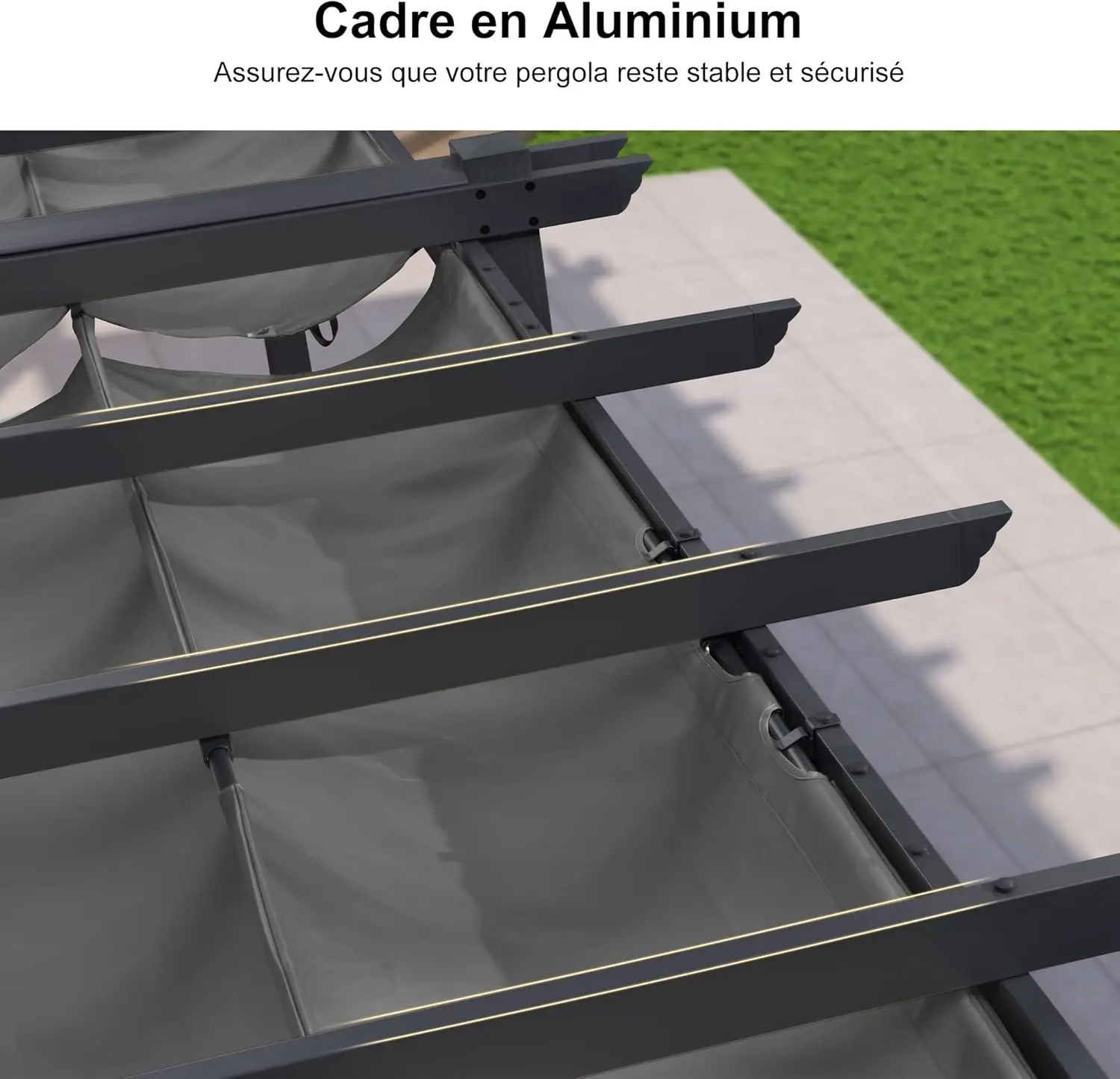 Pergola en aluminium gris 15,2 m² vue 6