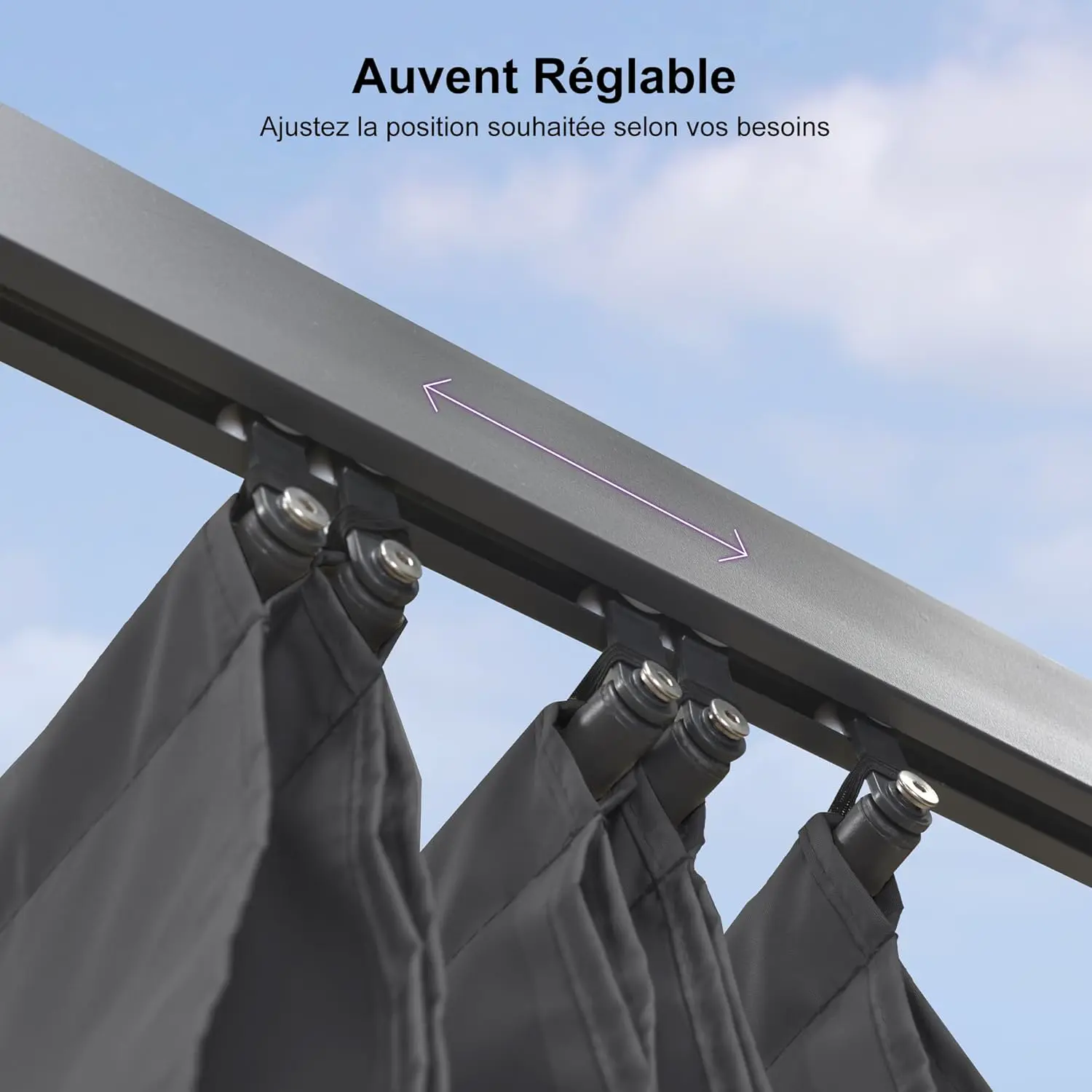 Pergola en aluminium gris 15,2 m² vue 7