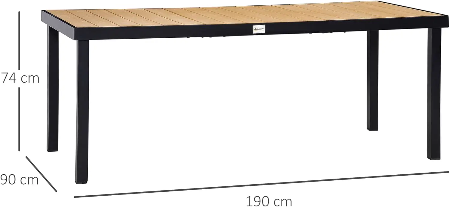 Table de jardin 8 places en bois naturel 90 x 74 cm vue 3