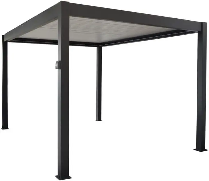 Pergola en aluminium gris 3 x 4 m autoportée vue 2