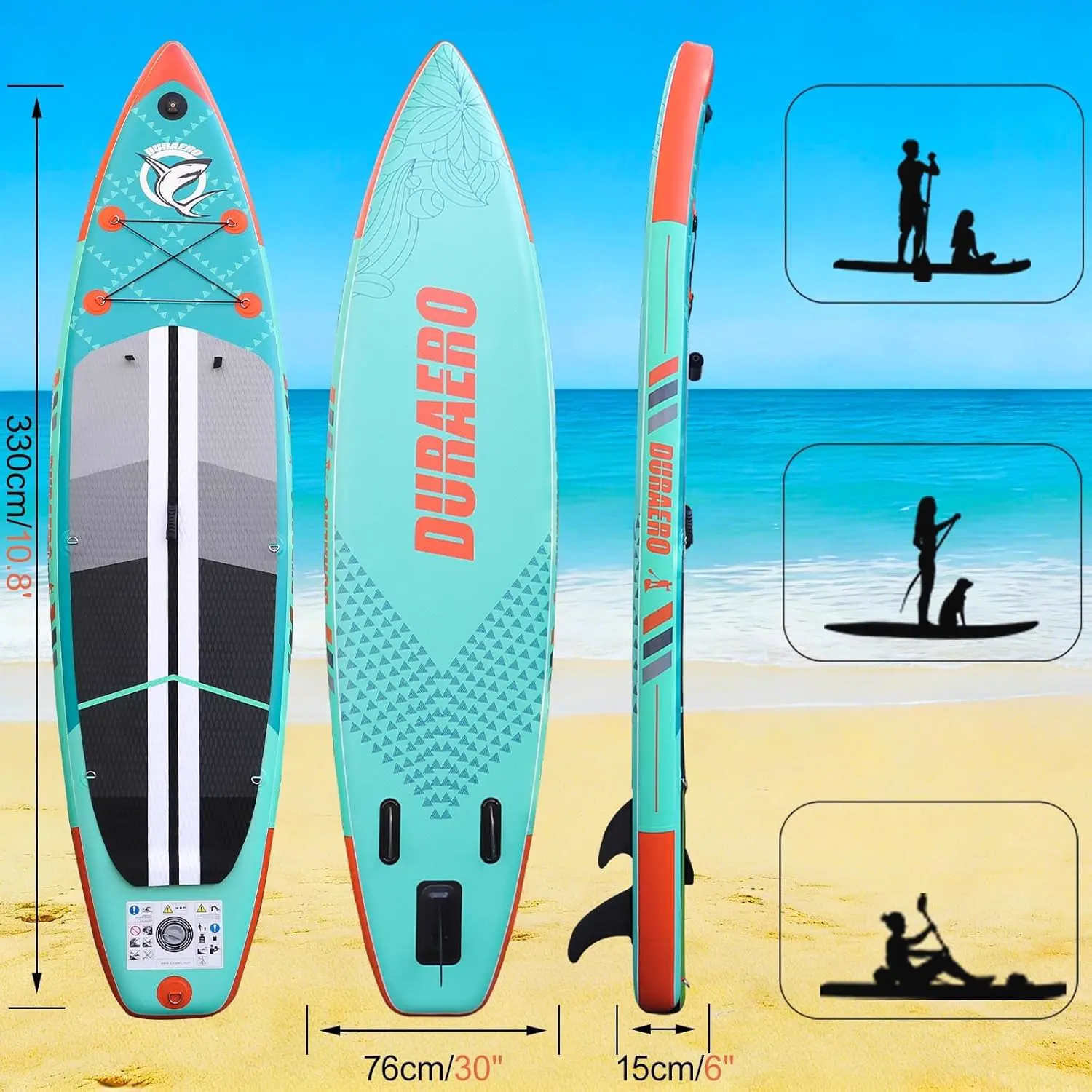 Paddle gonflable vert 76 x 15 cm vue 2