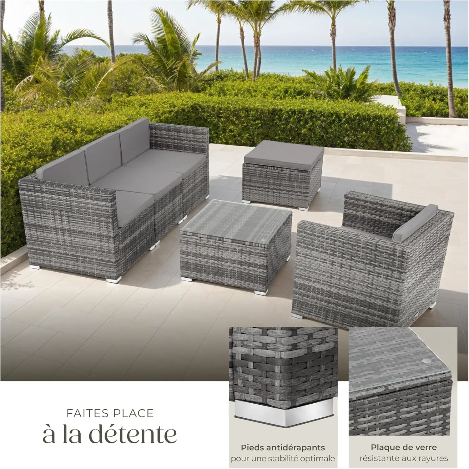 Salon de jardin 4-5 personnes en acier vue 4