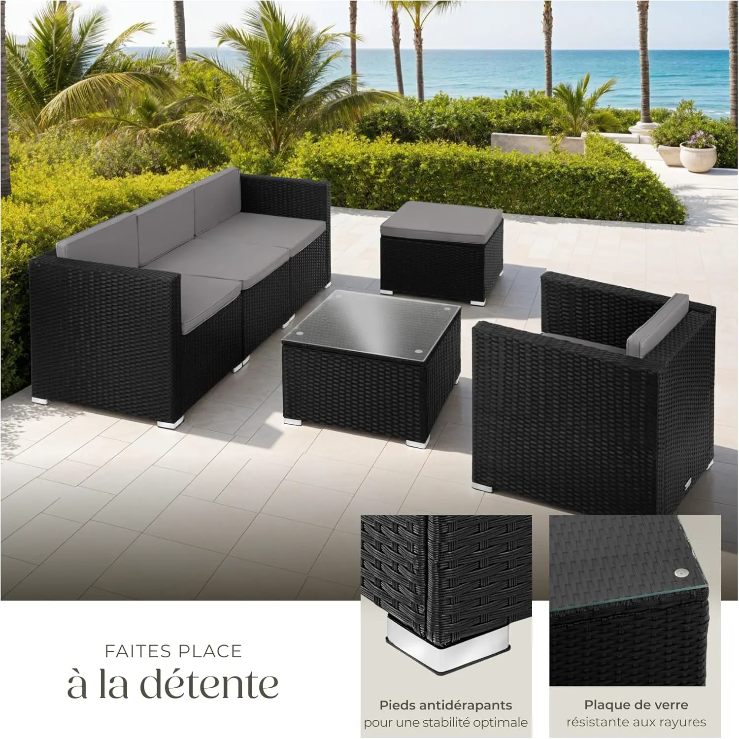 Salon de jardin 4-5 personnes en acier vue 4