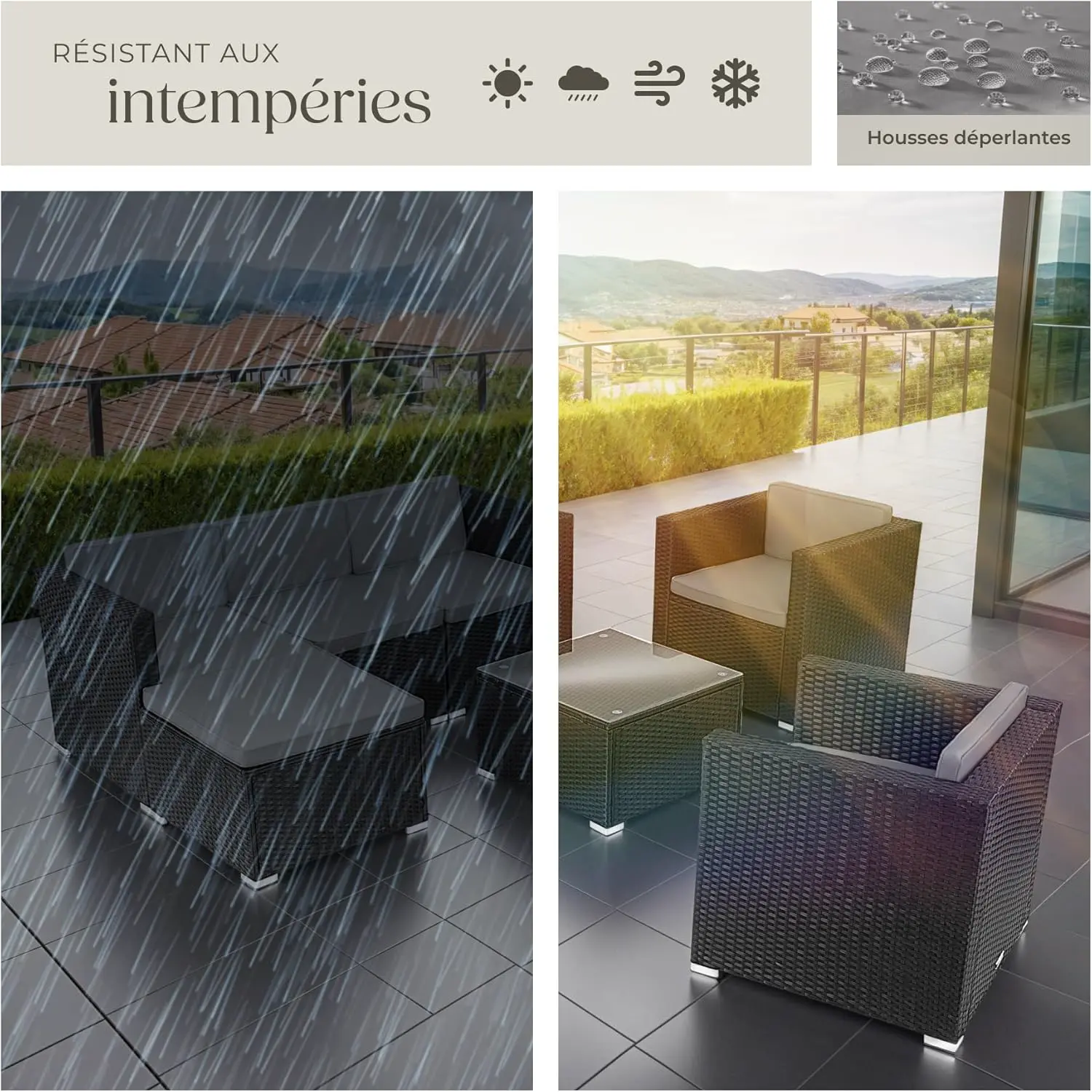 Salon de jardin 5-6 personnes en acier 61,5 x 5 cm vue 7