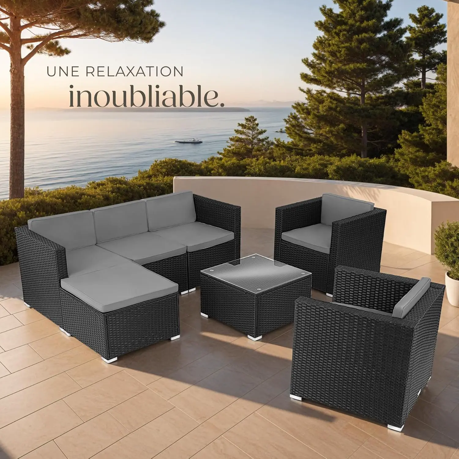 Salon de jardin 5-6 personnes en acier 61,5 x 5 cm vue 8