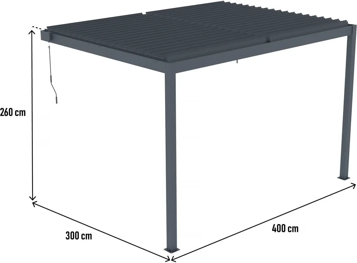 Pergola anthracite 3 x 4 m adossée vue 3