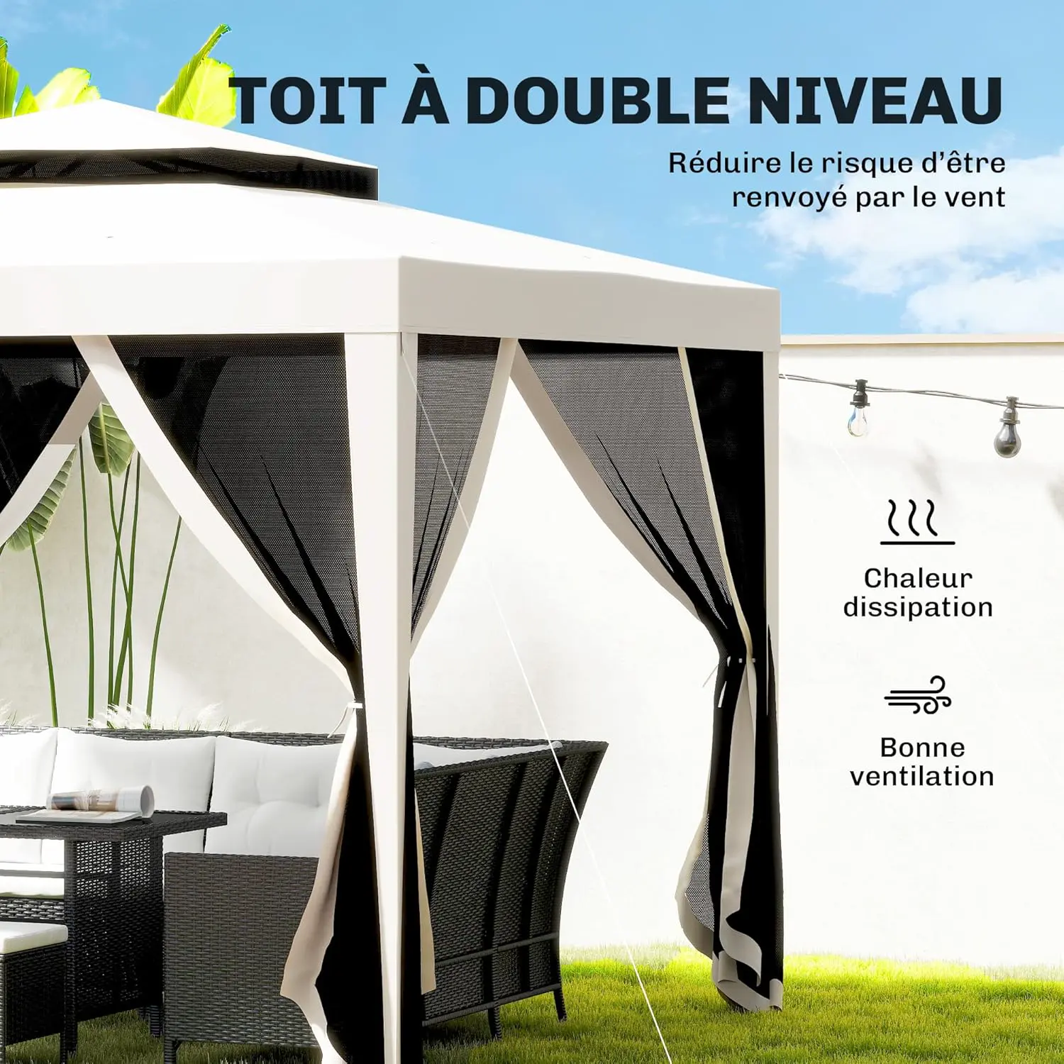 Tonnelle en métal crème vue 4