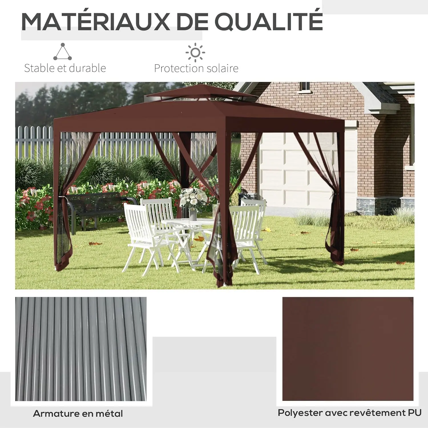 Tonnelle en métal marron vue 5
