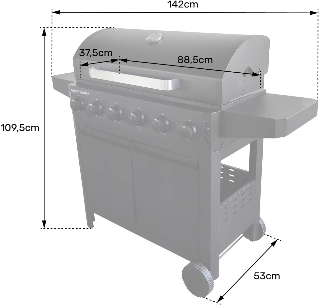 Barbecue à gaz en acier noir 88,5 × 37,5cm vue 6