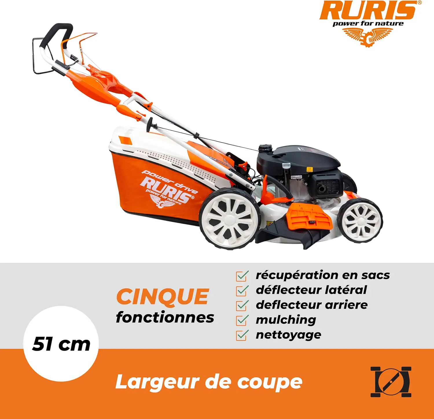 Tondeuse autoportée en acier orange vue 3
