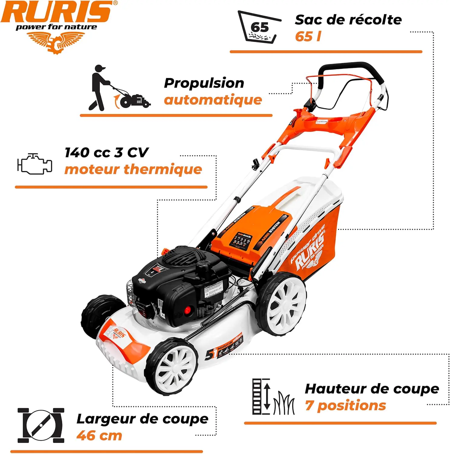 Tondeuse autoportée en acier autoportée vue 2