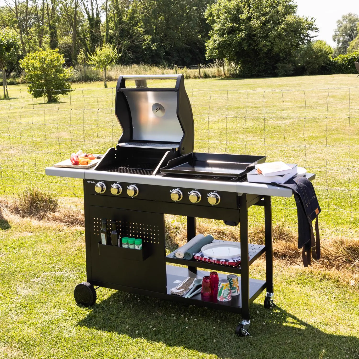 Barbecue à gaz en acier noir 99 × 44,8cm vue 2