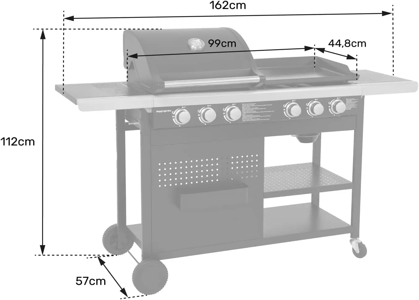 Barbecue à gaz en acier noir 99 × 44,8cm vue 8